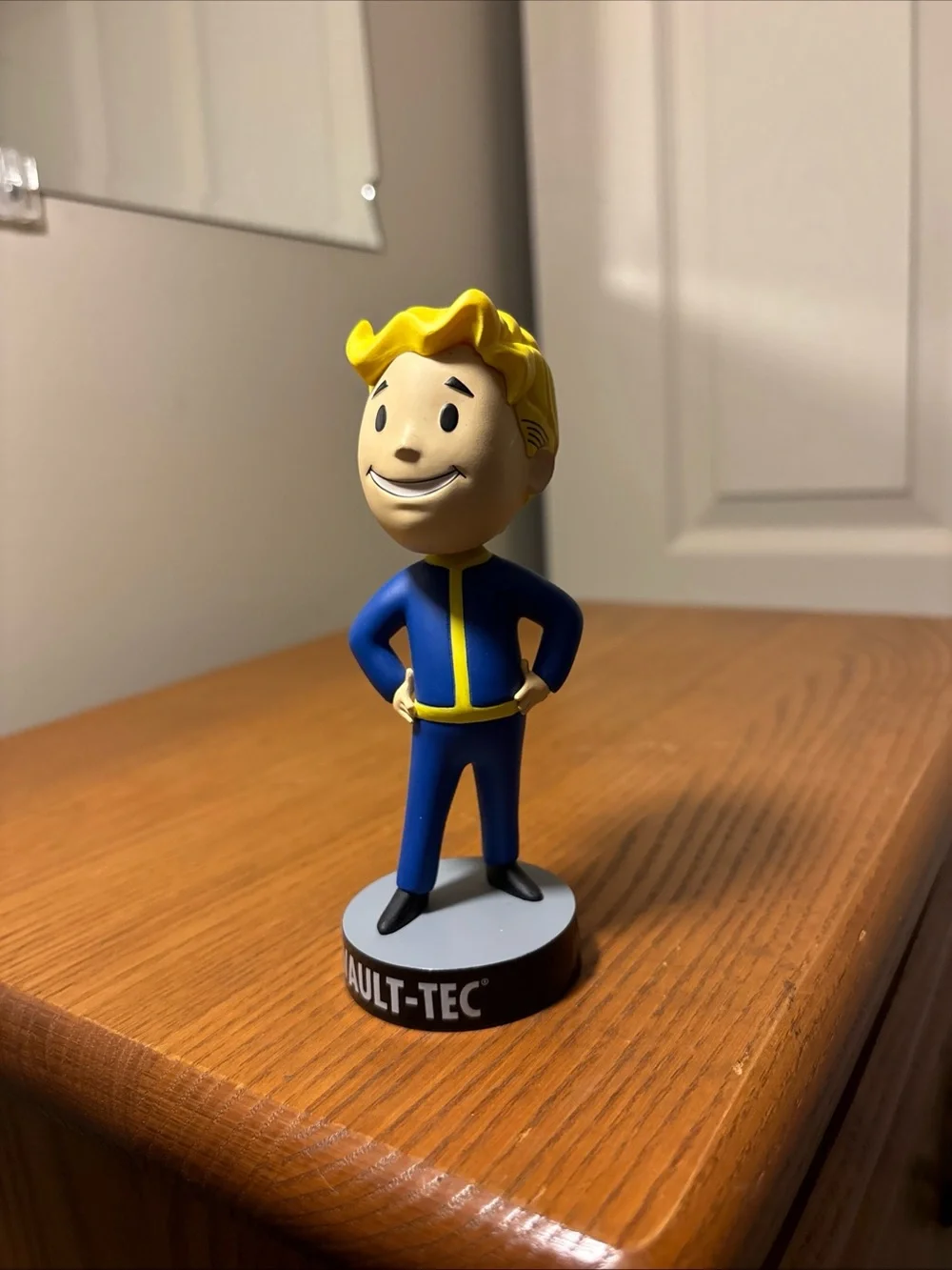 Vault-Tec Vault Boy Bobblehead - Blue & Yellow Collectible